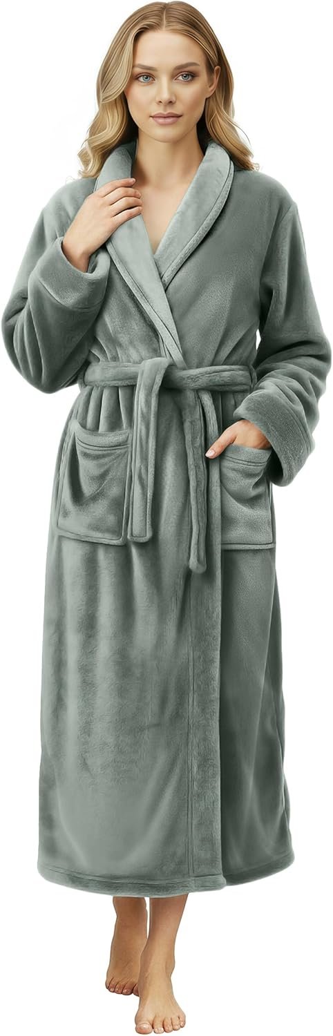 NY Threads Premium Womens Robe, Plush Fleece Long Bath Robe for Women, Fluffy Soft Women’s Bathrobe