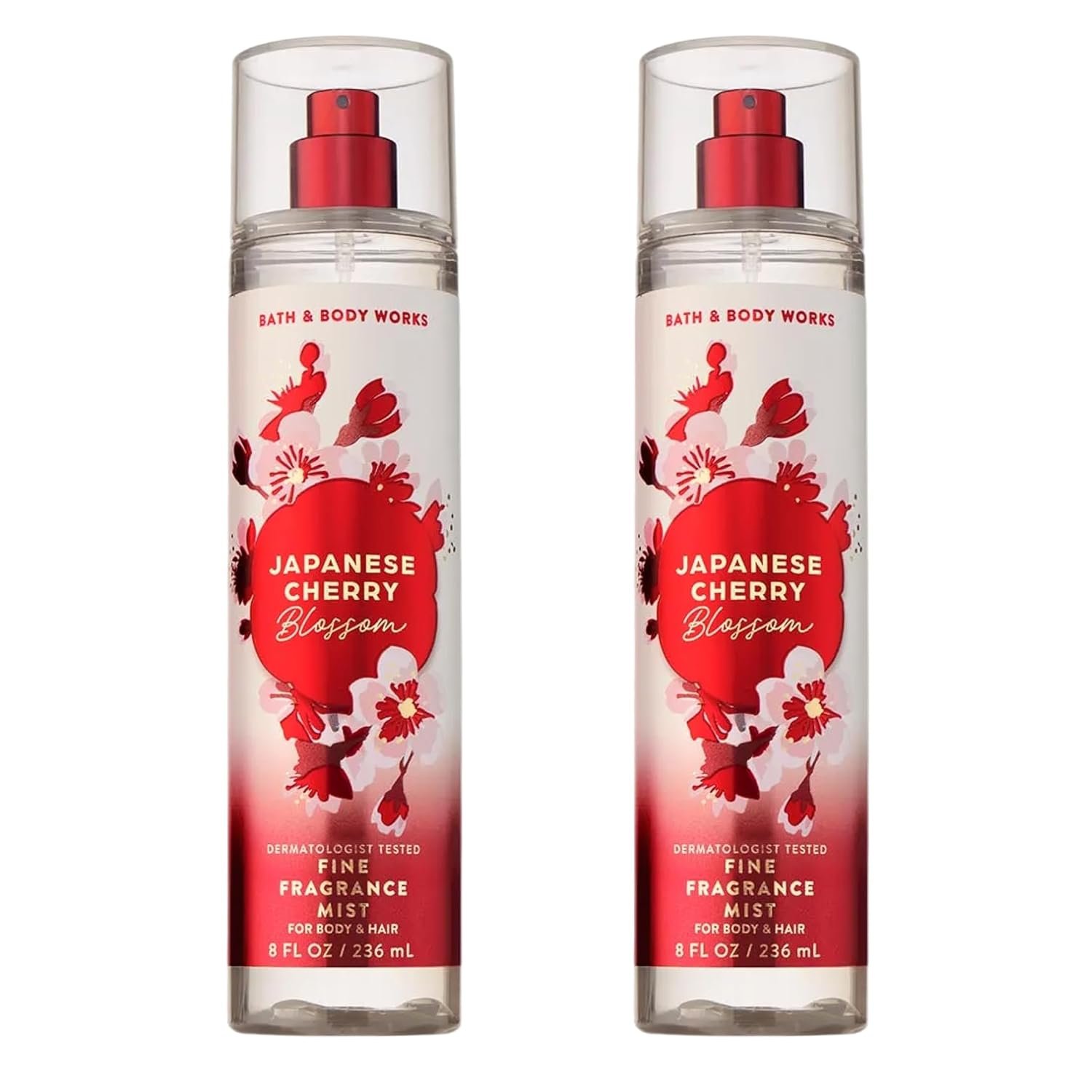 Bath & Body Works Japanese Cherry Blossom Fine Fragrance Mist, Body Spray & Perfume for Women, Long-Lasting Personal Fragrance, Iconic Floral Scent, 8 fl oz – 2 Pack
