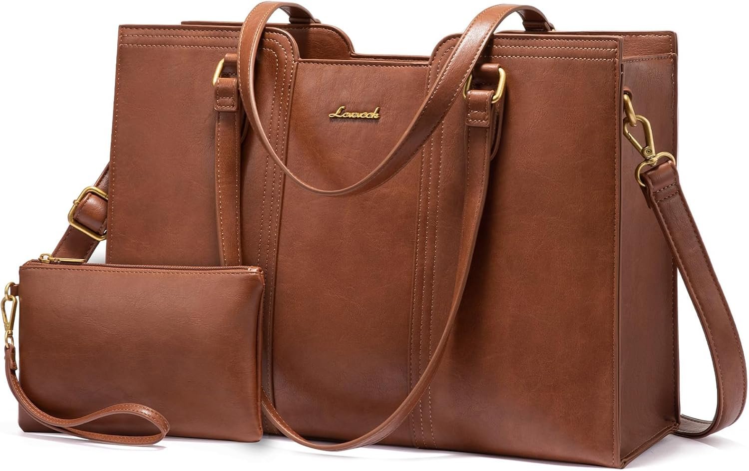 LOVEVOOK Laptop Bag for Women – Waterproof Work Bag for Women & Vintage Laptop Tote Purse with Wristlet