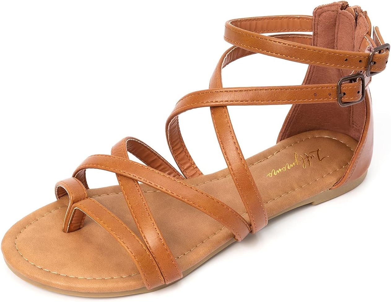 Luffymomo Women’s Gladiator Strap Sandals Flat Fisherman Thong Cross Strappy Sandals
