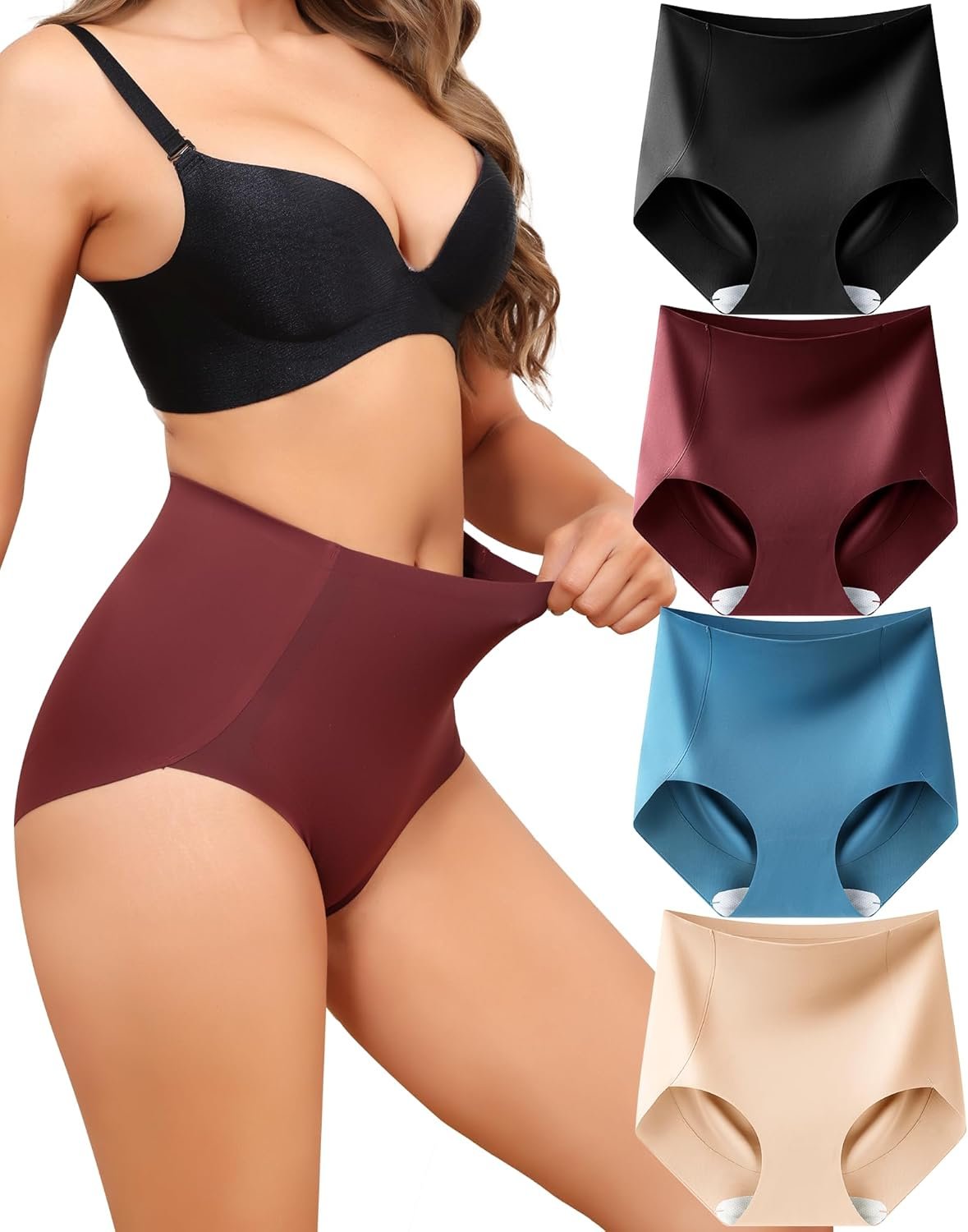 LEVAO Women’s Tummy Control Underwear High Waisted Seamless Panties – Postpartum Briefs No Show Shaper S-3XL 4 Pack