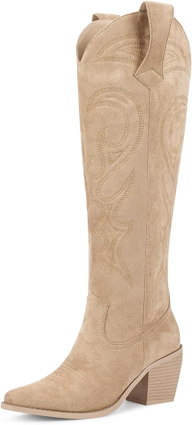 wetkiss Cowboy Boots for Women Knee High, Cowgirl Boots Women – Zipper Convenience, Comfort Fashion Tall Western Boots for Weddings, Holidays, Parties & Casual Wear