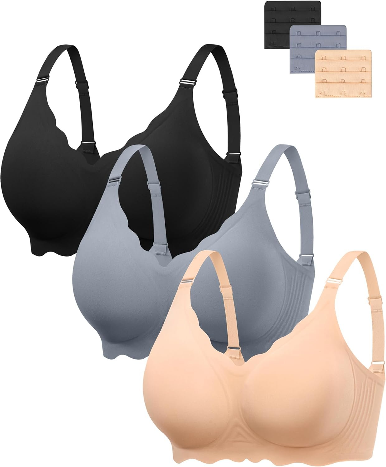 Angelhood Seamless Bras Women Soft Jelly Push Up Wireless Bra Supportive V Neck No Underwire Comfort Tshirt Bralettes