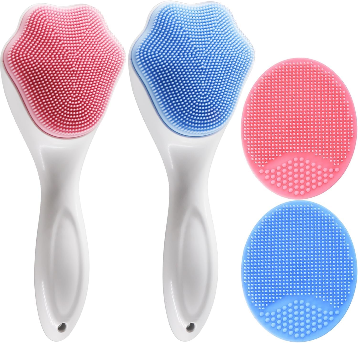 Silicone Face Scrubber and Exfoliator Brush – Facial Cleansing Brush for Blackhead, Acne, Pore, Cradle Cap – Deep Cleaning Skin Care 4 Pack