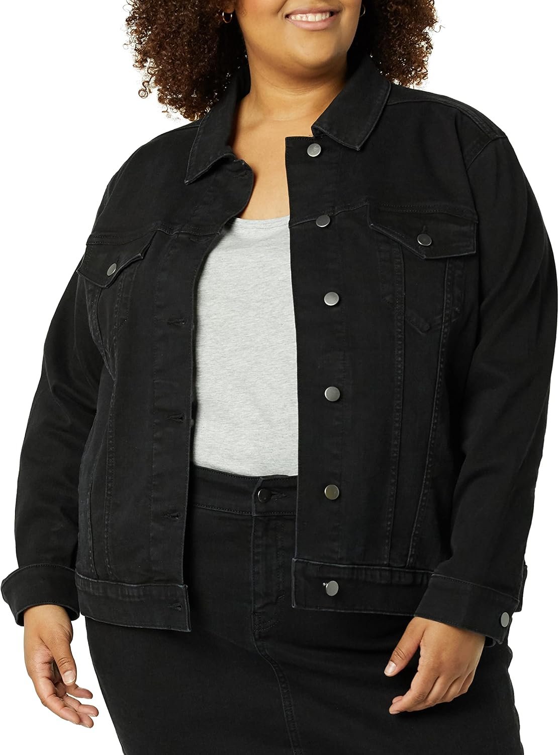 Amazon Essentials Women’s Regular-Fit Denim Jean Jacket (Available in Plus Size)