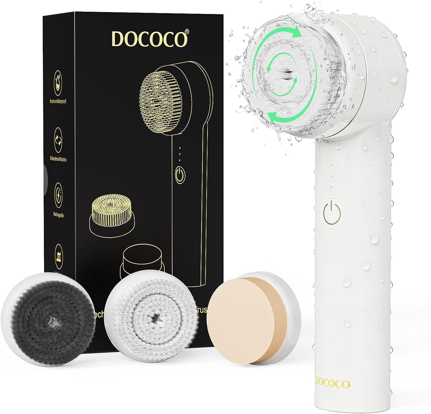Facial Cleansing Brush, Electric Face Scrubber with 2 Rotational Directions, 3 in 1 Facial Brushes for Cleaning and Exfoliating, 3 Speeds Adjustable, Waterproof Face Wash Brush for Men Women