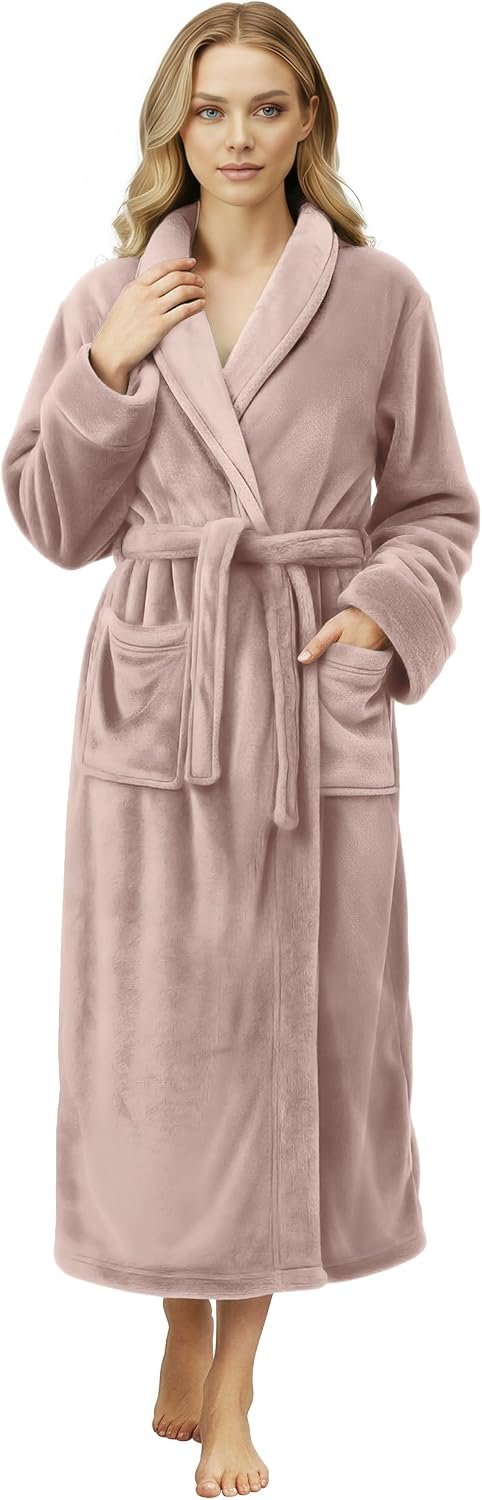 NY Threads Premium Womens Robe, Plush Fleece Long Bath Robe for Women, Fluffy Soft Women’s Bathrobe