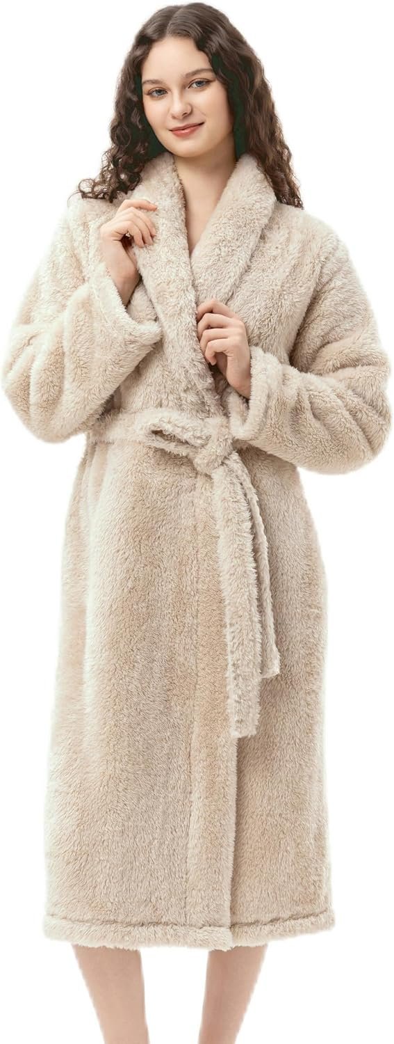 Berkshire Extra-Fluffy™ Women‘s Robe — Luxurious Fluffy Plush Bathrobe,Soft Warm Fleece Loungewear with Pockets and Belt