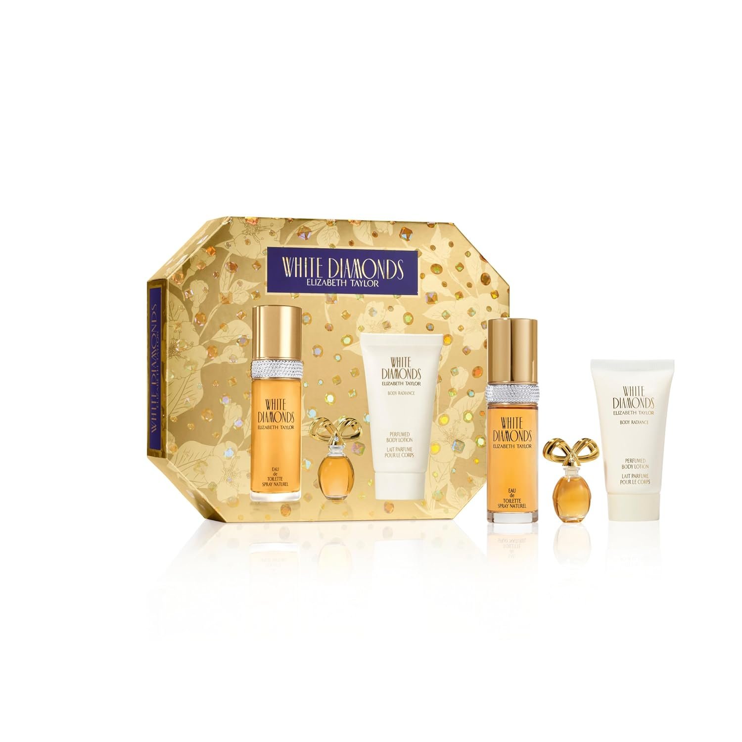 Elizabeth Taylor White Diamonds Women’s Perfume Set, Body Lotion, Eau de Toilette & Parfum Replica, 3 Piece Set, 1.0 fl. oz