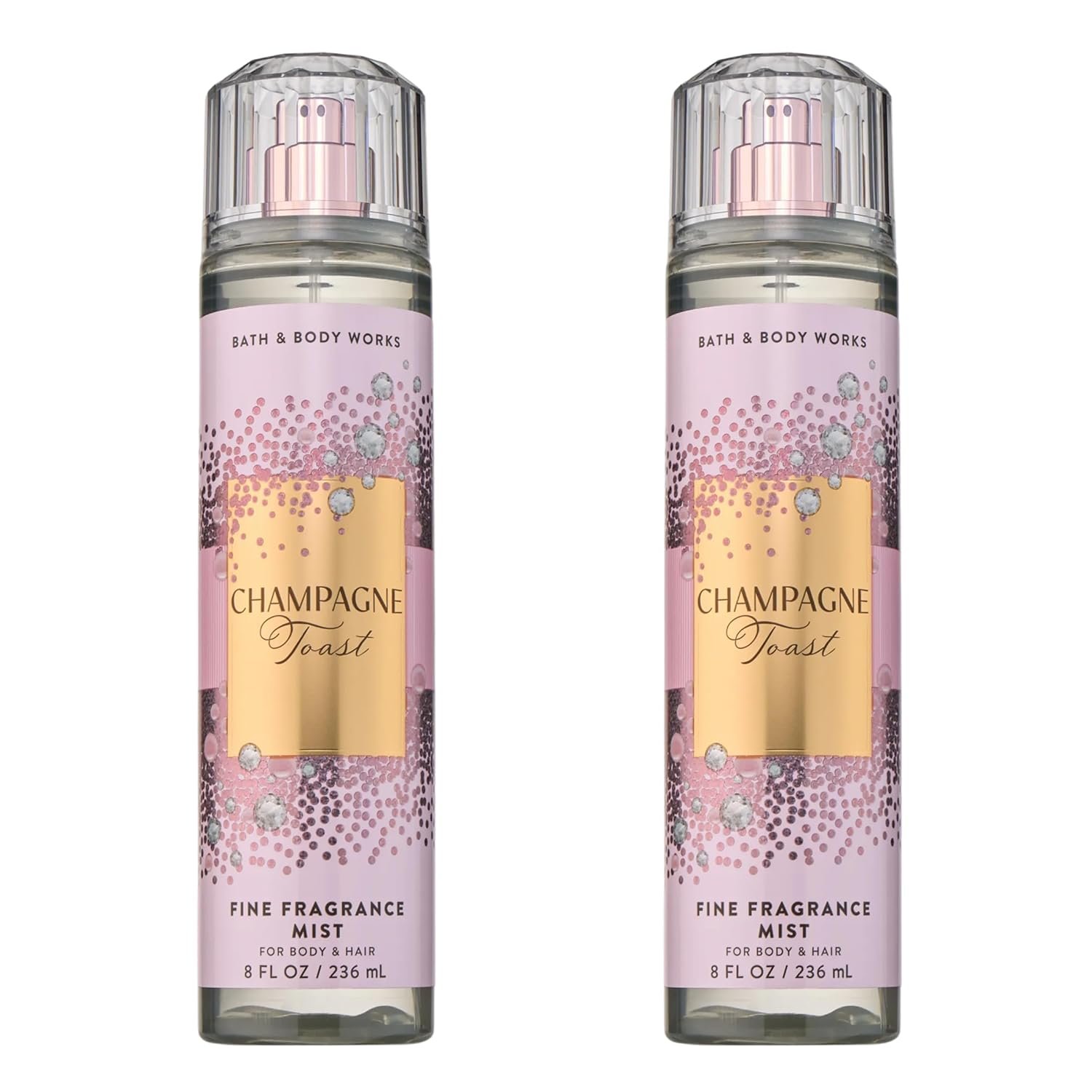 Bath & Body Works Champagne Toast Fine Fragrance Mist, Body Spray & Perfume for Women, Long-Lasting Personal Fragrance, Bubbly Champagne and Sparkling Berry Scent, 8 fl oz – 2 Pack