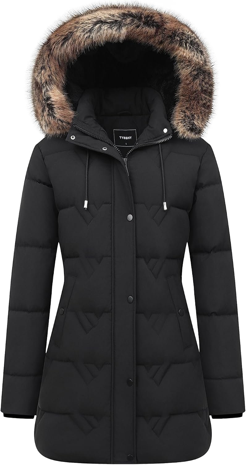 Women’s Winter Coat Waterproof Long Insulated Parka with Detachable Hood