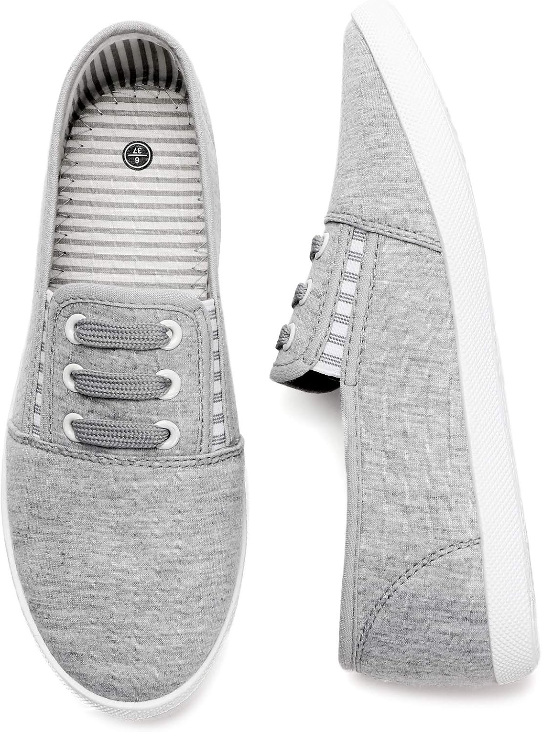kufeiti Women’s Canvas Slip On Shoes Sneakers for Women Fashion Comfortable White Black Elastic Sneakers for Women