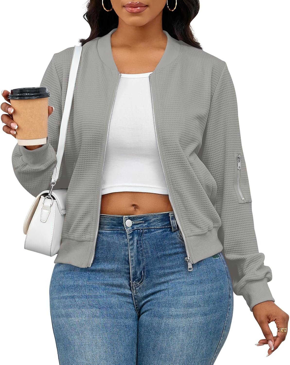 PerZeal Women Casual Full Zip Up Comfy Loose Long Sleeve Sweatshirt Coat Jacket with Pockets