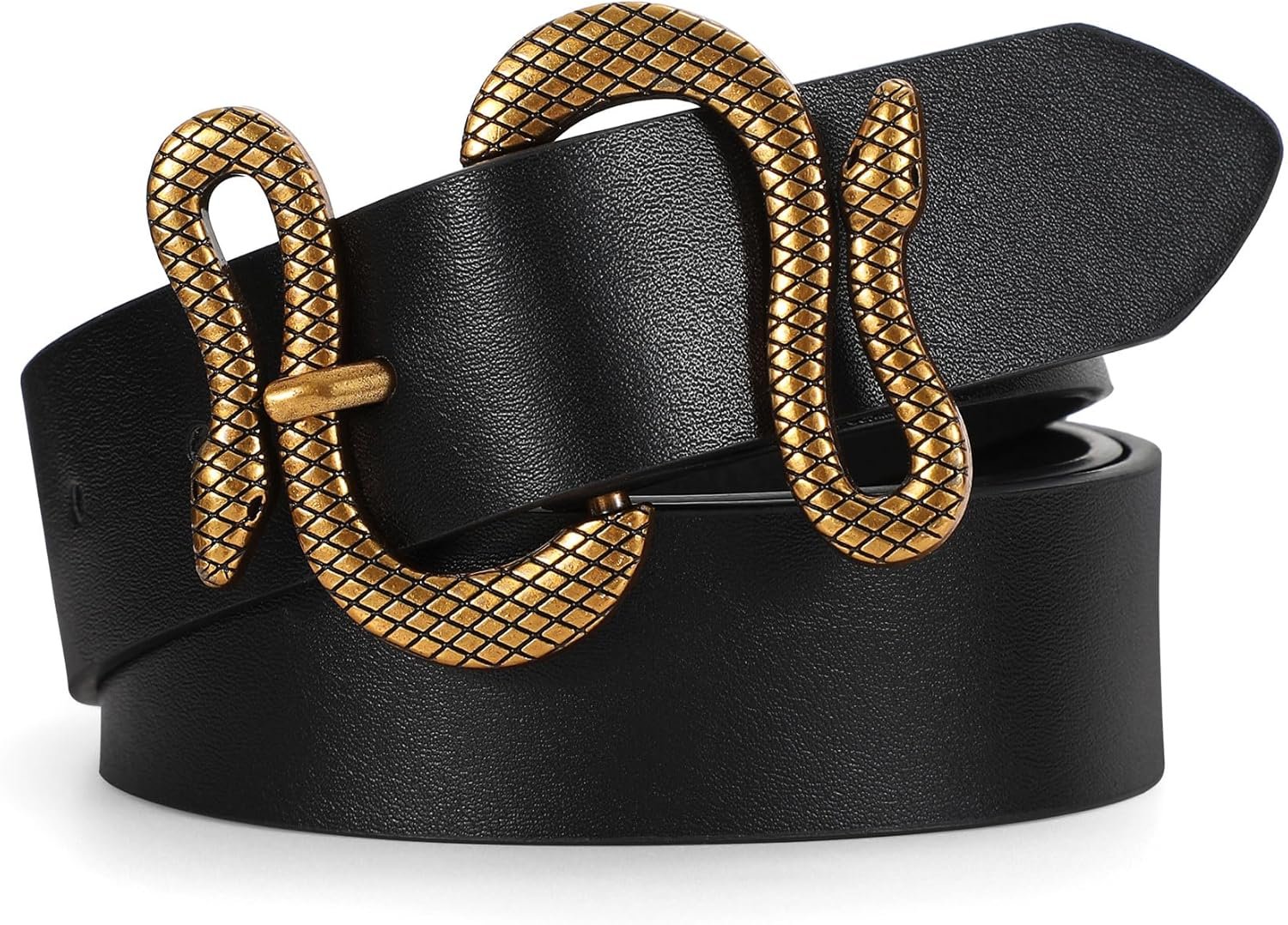 Women Leather Belt with Snake Buckle Fashion Women Belt for Jeans Pants Dresses