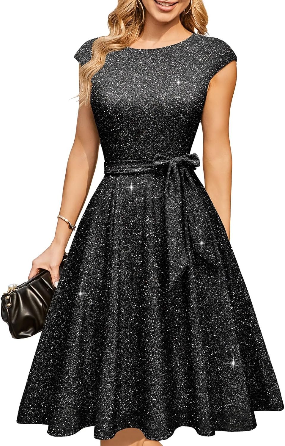 DRESSTELLS Women’s Cocktail Dresses, Formal Wedding Guest Modest Church Vintage Tea Party Midi Evening Dress