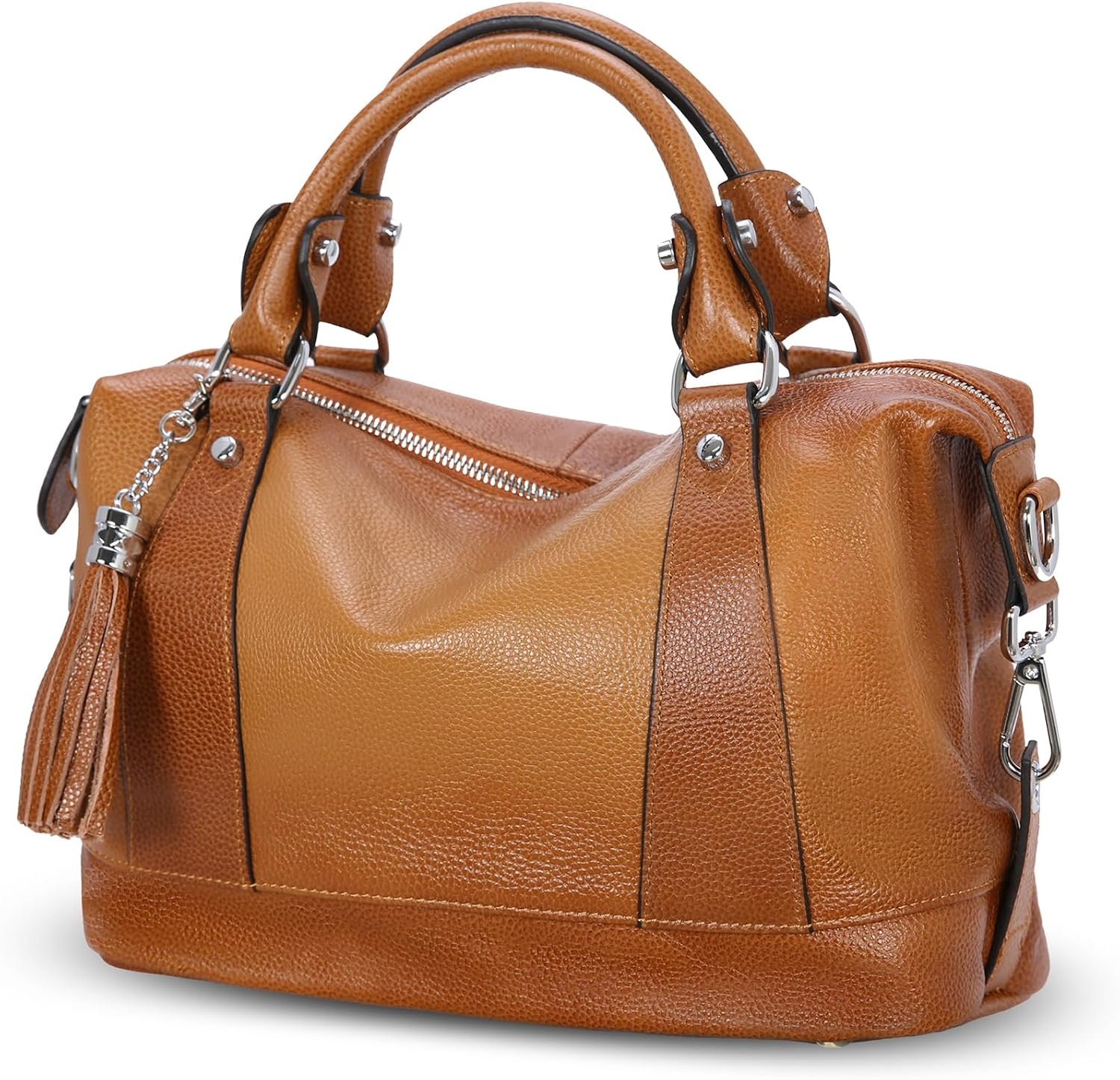 HESHE Womens Genuine Leather Purse Satchel Tote Bags Ladies Real Leather Bags Crossbody Handbags