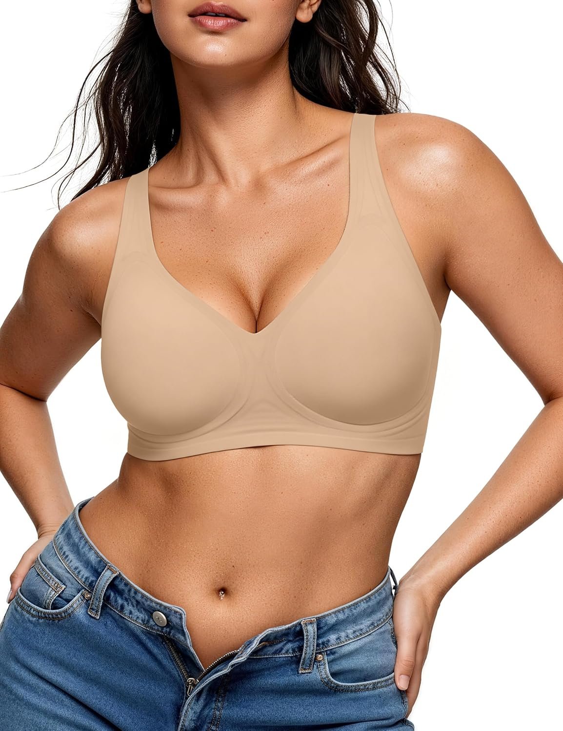 EUYZOU Wireless Jelly Bras for Women Full Coverage Supportive Push Up Bra Seamless Comfortable No Underwire Everyday Bras