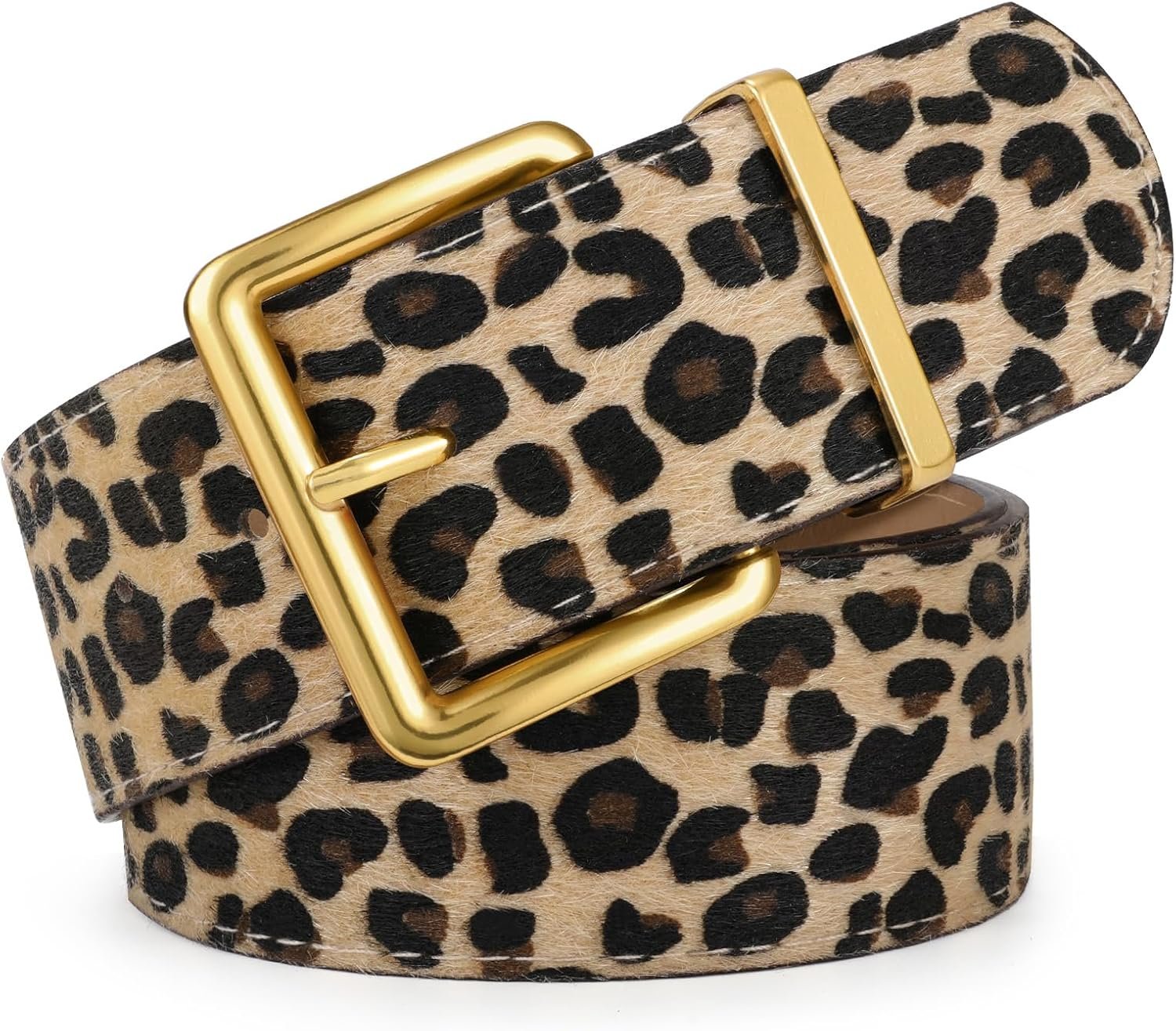 XZQTIVE Women Wide Chunky Belt for Dresses Fashion Thick Suede Belt with Gold Buckle