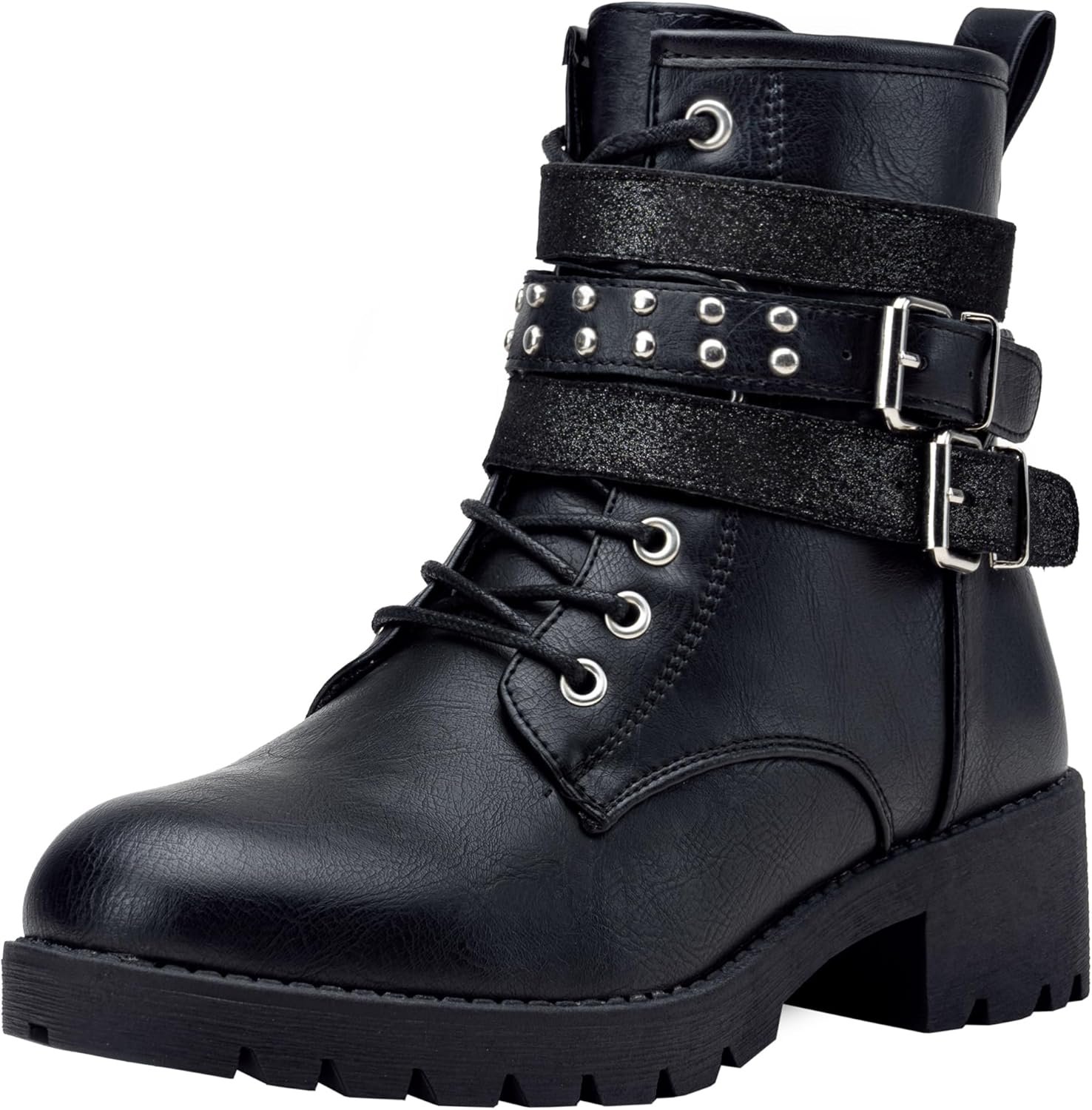 Vepose Women’s 916 Ankle Boots, Combat Lace up Short Booties with Inside Zipper