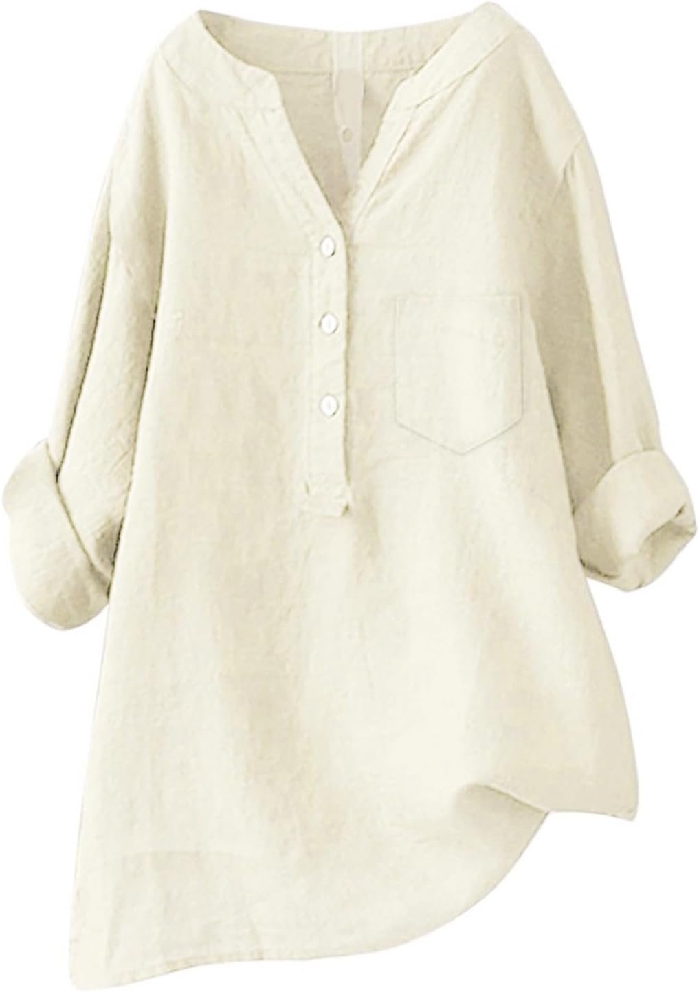Linen Shirts for Women 2025 Buttons V Neck Cloths Long Sleeve Pockets Tshirt Trendy Dressy Blouses Casual Tunic Tops