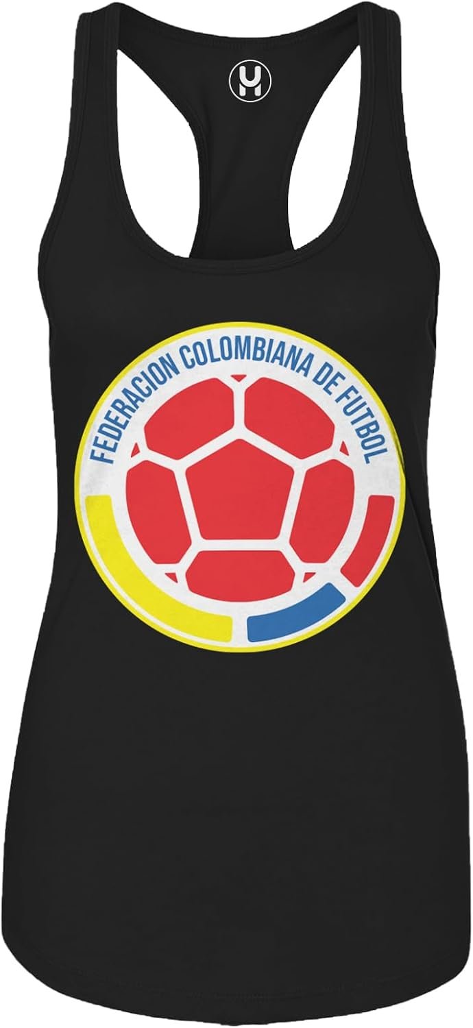 Haase Unlimited Colombia Soccer Colombian Futbol Badge Ladies Tank Top
