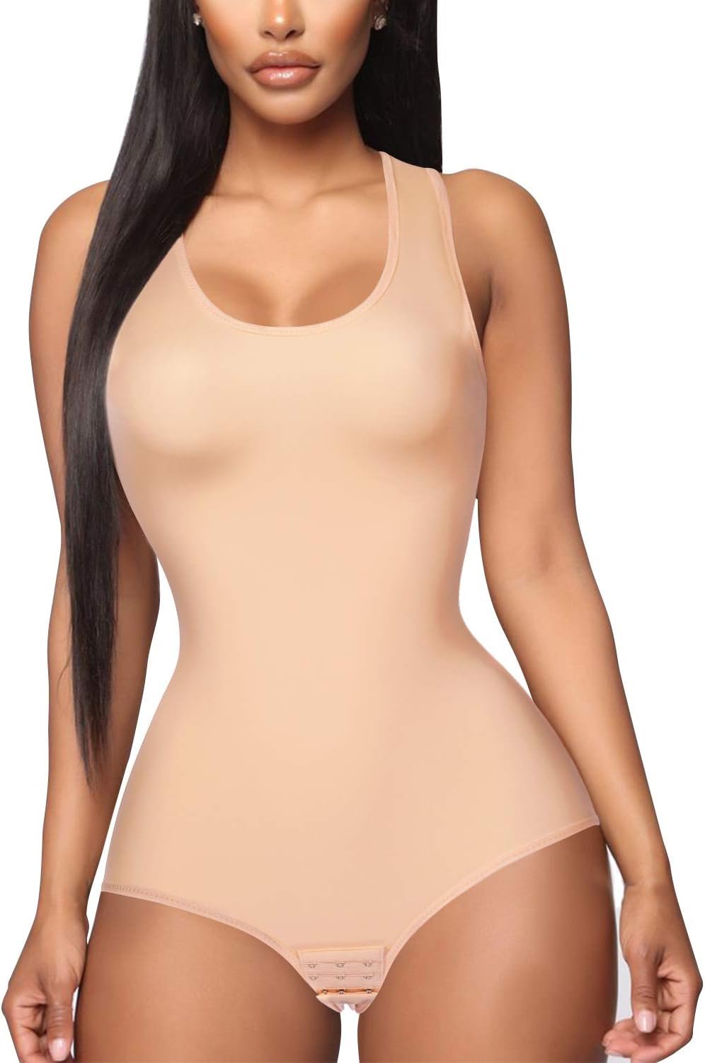 Irisnaya Shapewear Bodysuit Scoop Neck Tank Tops for Women Tummy Control Waist Trainer Vest Full Body Shaper