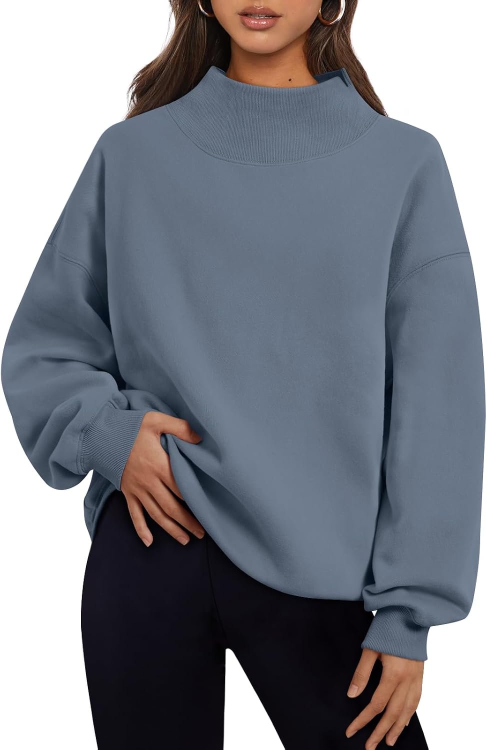 Trendy Queen Womens Oversized Sweatshirts Mock Neck Pullover Long Sleeve Tops Fall Fashion Outfits 2026 Clothes