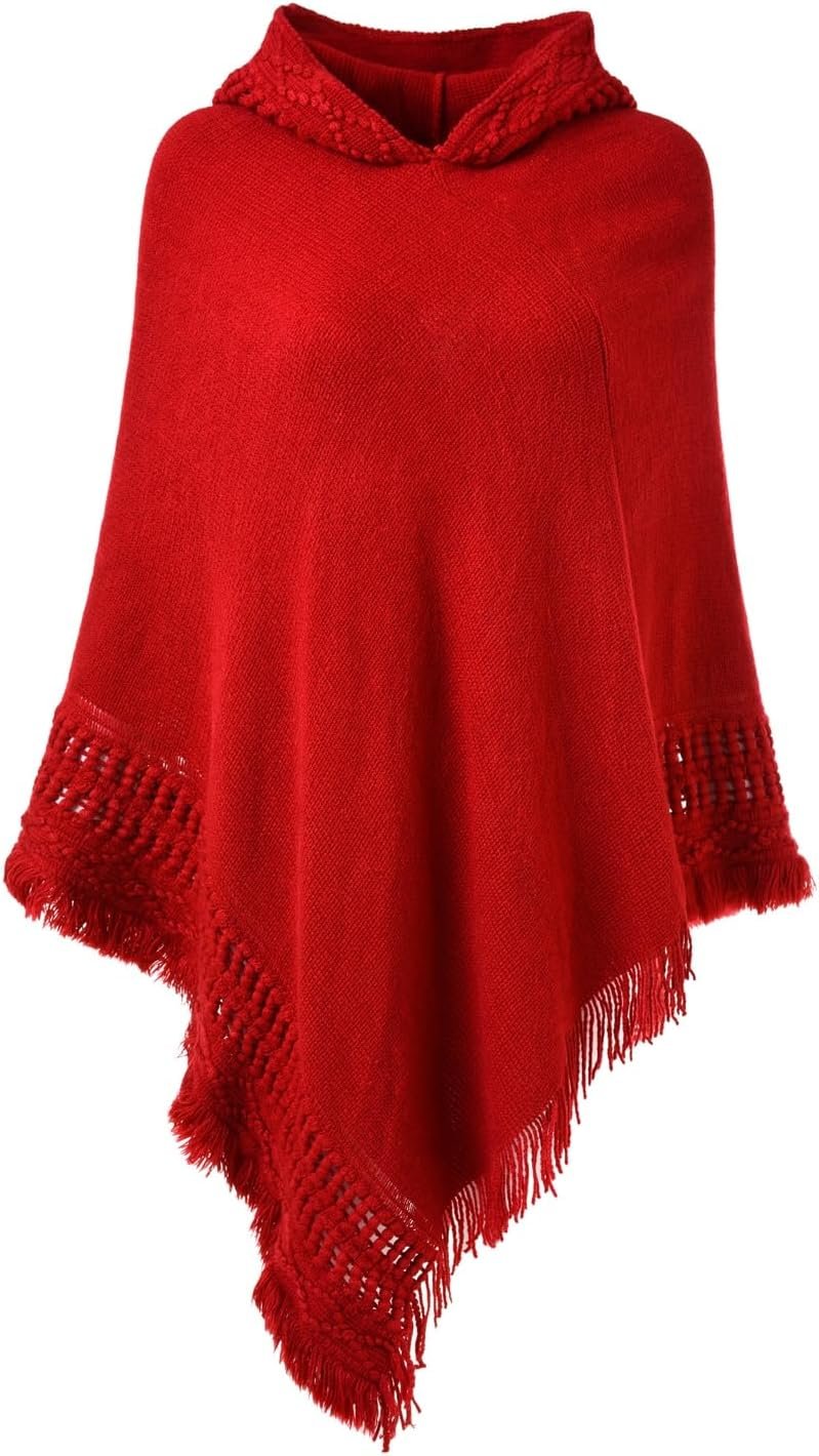 Ferand Ladies’ Hooded Cape with Fringed Hem, Crochet Poncho Knitting Patterns for Women