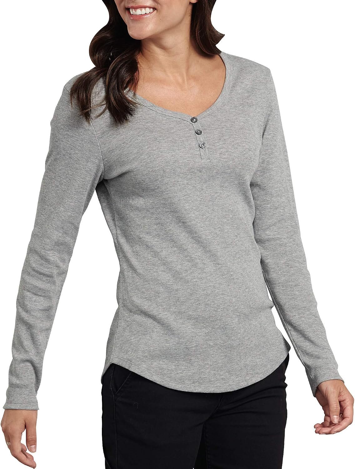 Dickies Women’s Long-Sleeve 3-Button Henley Shirt