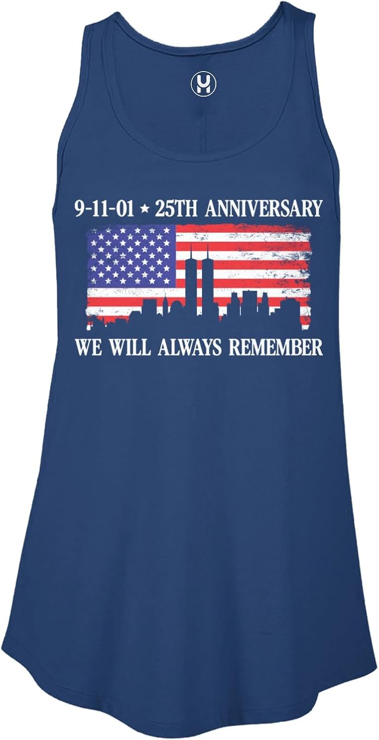 9-11 25th Anniversary We Will Always Remember Ladies Flowy Tank Top
