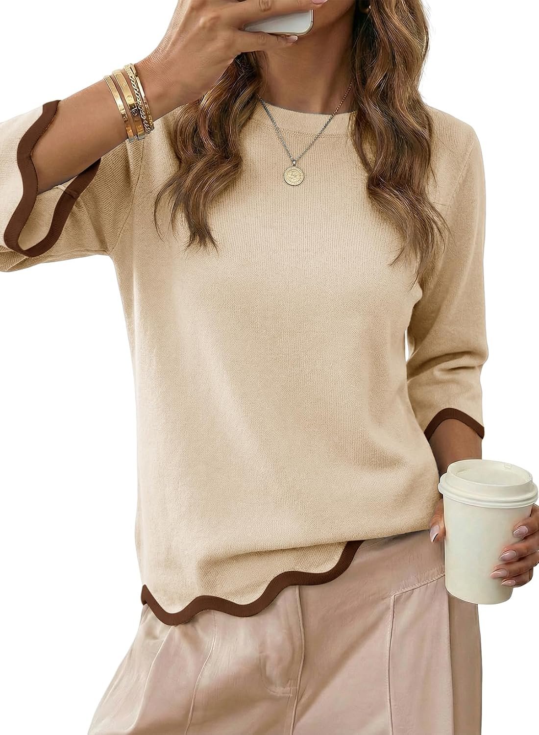 Dokotoo Women’s Sweaters 3/4 Sleeve Crewneck Casual Wool Pullover Tops 2026